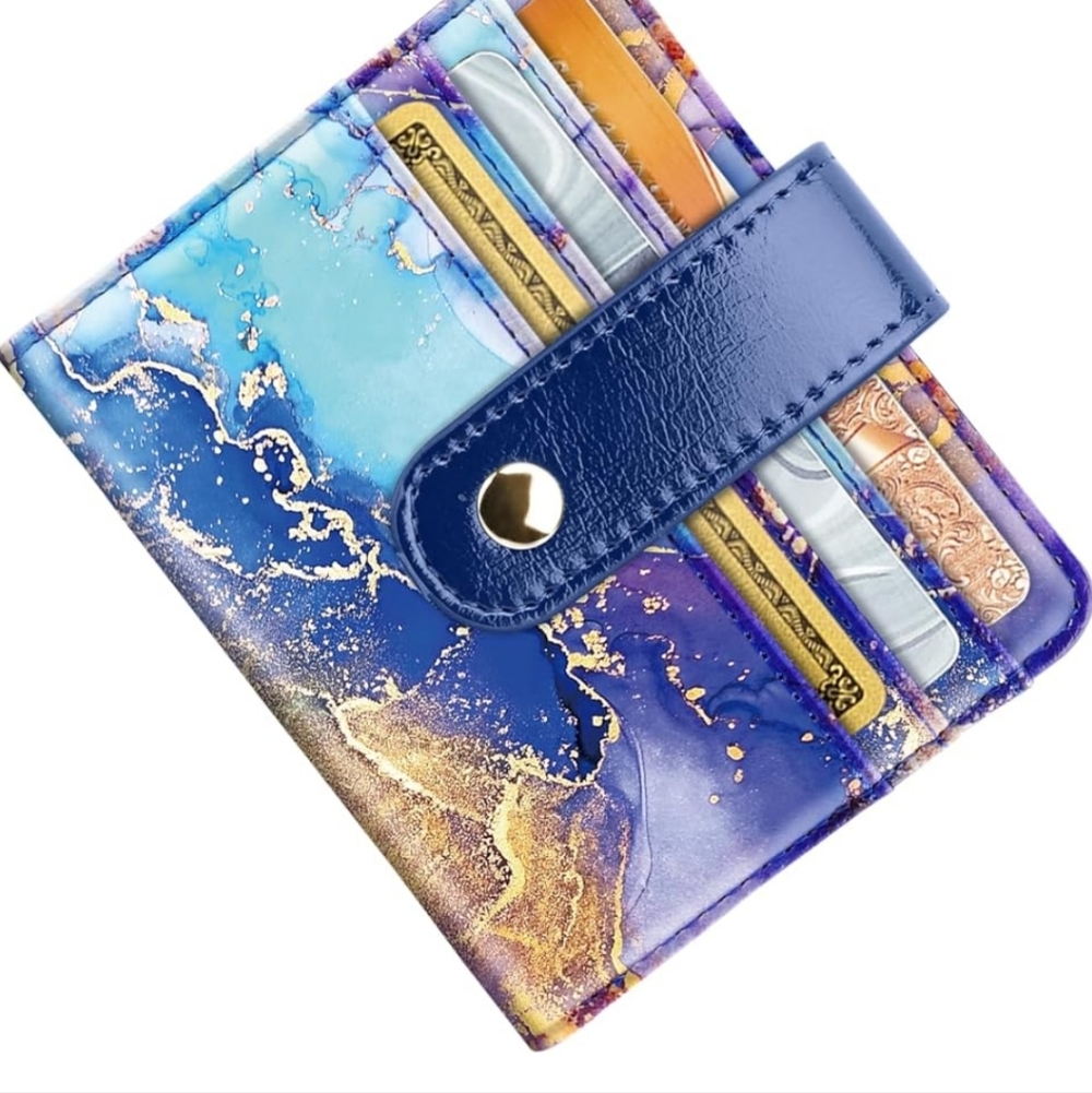 Blue And Gold Card Holder Wallet